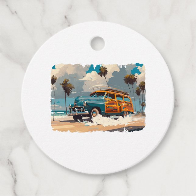 Classic Woody Wagon Favour Tags (Front)