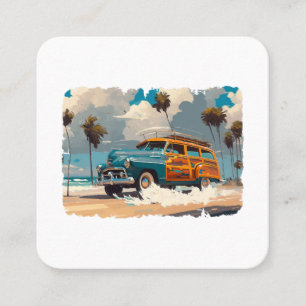 Classic Woody Wagon Square Business Card