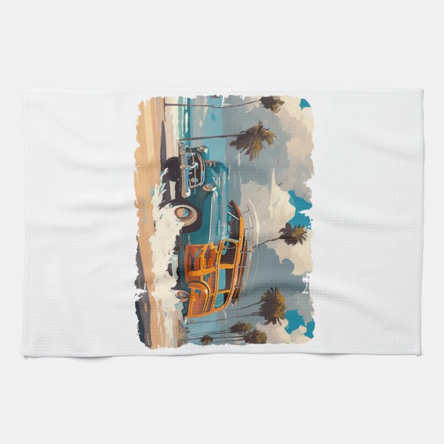 Classic Woody Wagon Tea Towel (Horizontal)