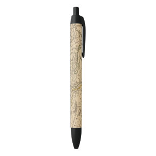 Classic World Map Black Ink Pen