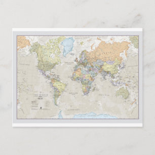 Classic World Map Postcard