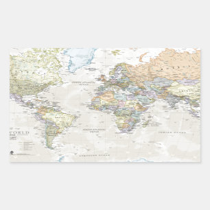 Classic World Map Rectangular Sticker