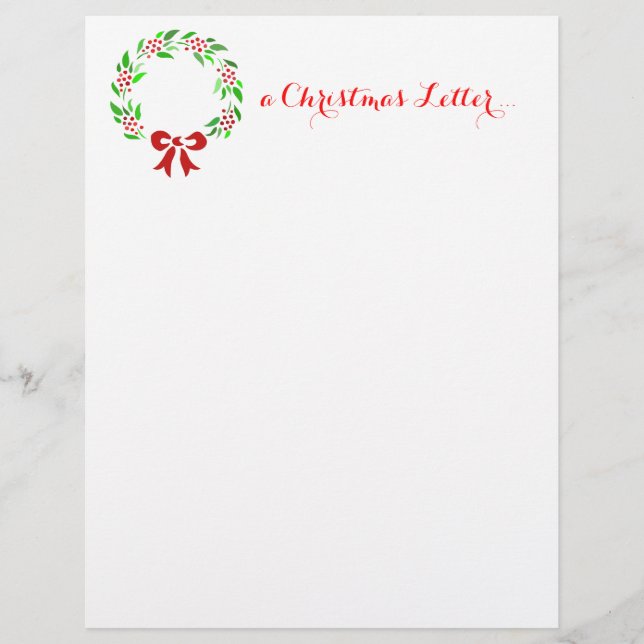Classic wreath Christmas Letter (Front)