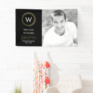 Classic Wreath EDITABLE COLOR Graduation Banner
