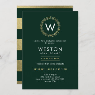 Classic Wreath EDITABLE COLOR Graduation Invite