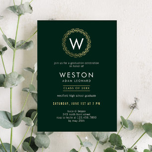 Classic Wreath EDITABLE COLOR Graduation Invite