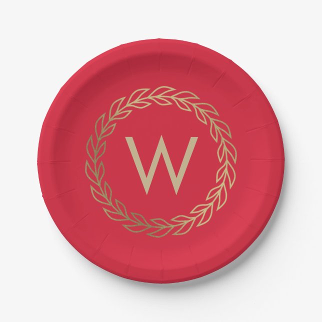 Classic Wreath EDITABLE COLOR Graduation Plates (Front)