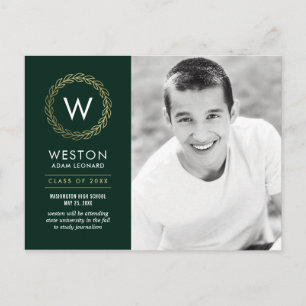 Classic Wreath EDITABLE COLOR Graduation Postcard