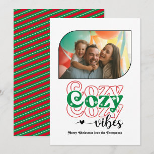 Classic Xmas Cosy Vibes Only Christmas Photo Holiday Card