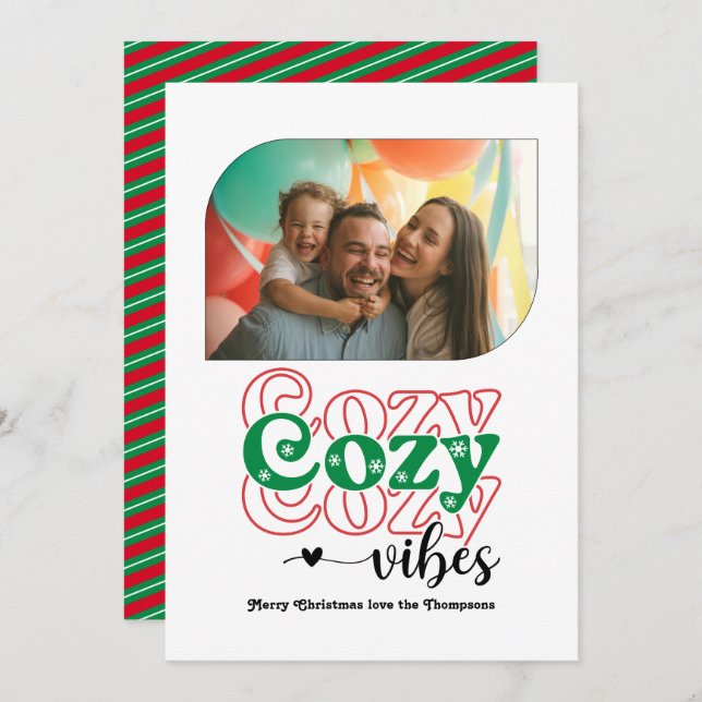Classic Xmas Cosy Vibes Only Christmas Photo Holiday Card (Front/Back)