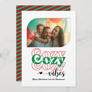 Classic Xmas Cozy Vibes Only Christmas Photo Holiday Card