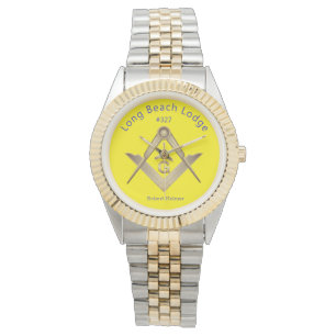 Classic Yellow and Bluer Masonic Monogrammed Watch