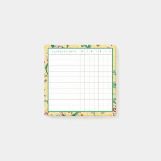 Classic Yellow and Green Chinoiserie Habit Tracker Post-it Notes