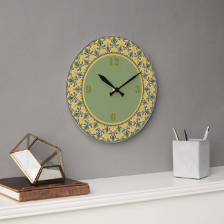 Classic Yellow and Green Large Clock