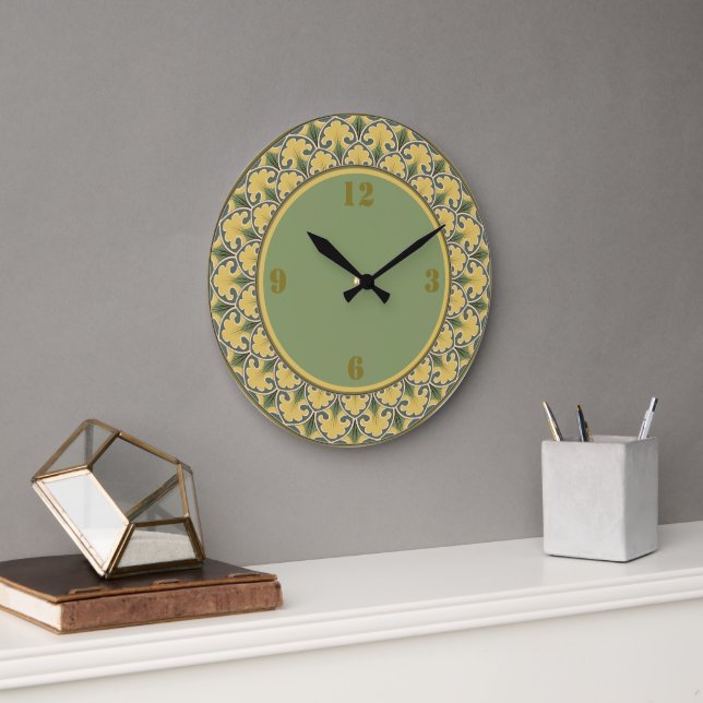 Classic Yellow and Green  Large Clock (Office)