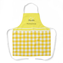 Classic Yellow and White Plaid Monogram Name