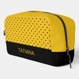Classic Yellow & Black Polka Dot Pattern Dopp Kit
