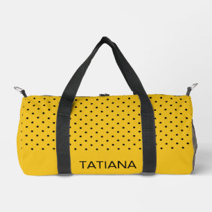 Classic Yellow & Black Polka Dot Pattern Duffle Bag