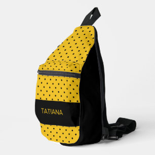 Classic Yellow & Black Polka Dot Pattern Sling Bag