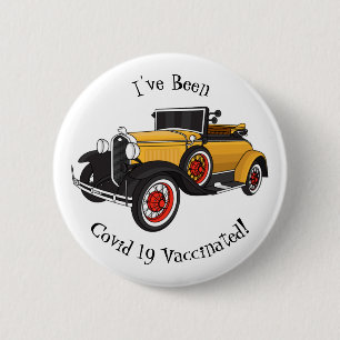Classic yellow car 1931 6 cm round badge