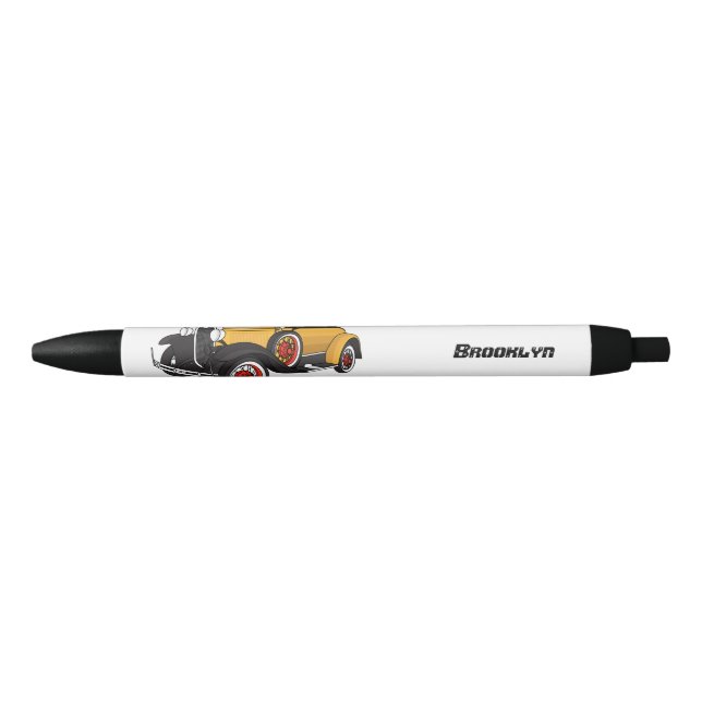 Classic yellow car 1931  black ink pen (Front)