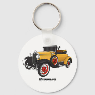 Classic yellow car 1931 key ring