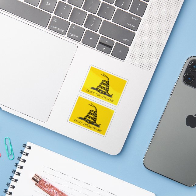 Classic Yellow Gadsden Flag Don't Tread on Me (Laptop w/ iPhone)