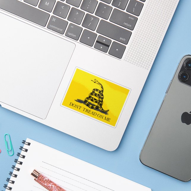 Classic Yellow Gadsden Flag Don't Tread on Me (Laptop w/ iPhone)