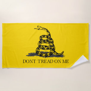 Classic Yellow Gadsden Flag Don't Tread on Me Beach Towel