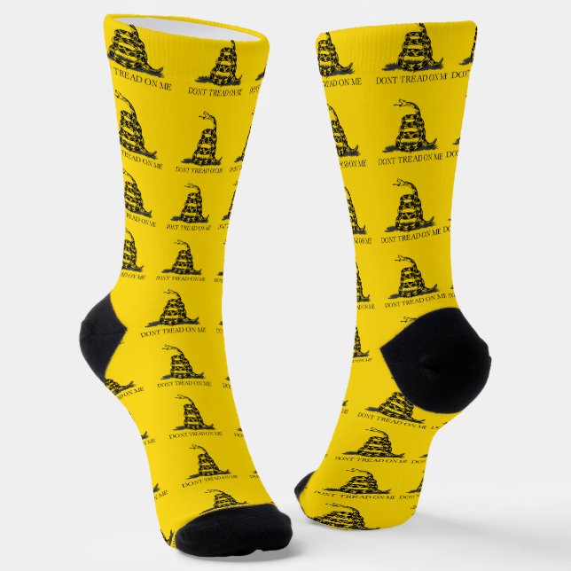 Classic Yellow Gadsden Flag Don't Tread on Me Socks (Angled)