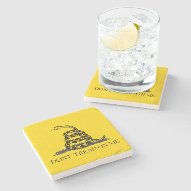 Classic Yellow Gadsden Flag Don't Tread on Me Stone Coaster (Side)