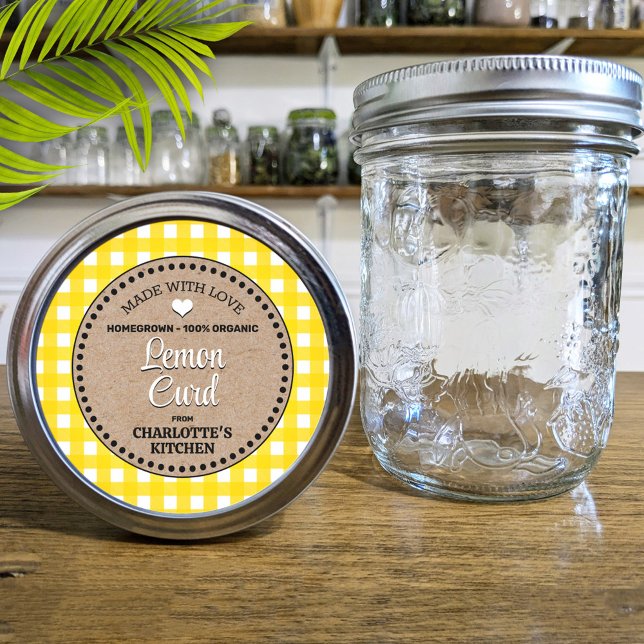 Classic Yellow Gingham Canning Jar Label (Creator Uploaded)