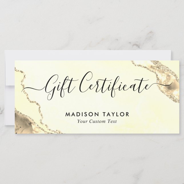 Classic Yellow Gold Agate Certificate Gift Card (Front)