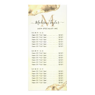 Classic Yellow Gold Glitter Agate Marble Monogram Rack Card