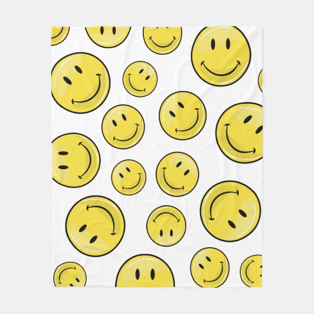 Classic Yellow Happy Face Fleece Blanket (Front)