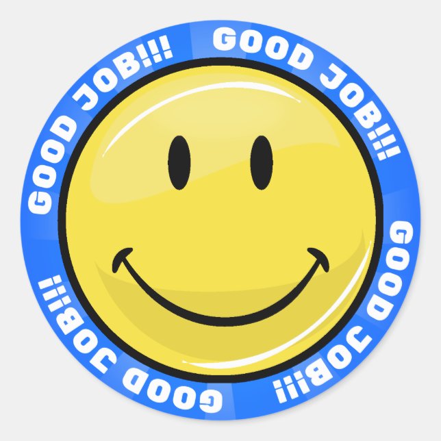 Classic Yellow Happy Face Round Sticker (Front)