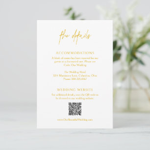 Classic Yellow QR Code Elegant Wedding Enclosure Card