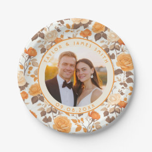 Classic Yellow Rose Disposable Plates For Wedding
