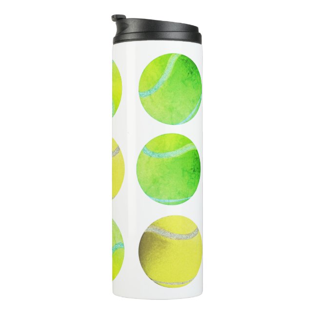 Classic Yellow Tennis Ball Pattern Player White    Thermal Tumbler (Rotated Right)