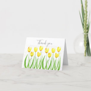 Classic Yellow Tulips Floral Wedding Thank you Card