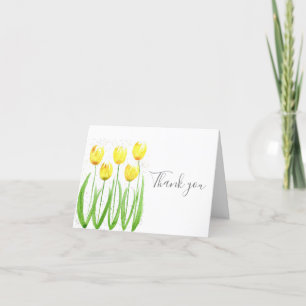 Classic Yellow Tulips Floral Wedding Thank you Card