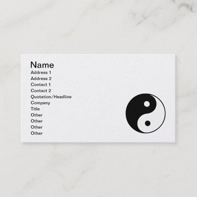 Classic Yin Yang Business Card (Front)