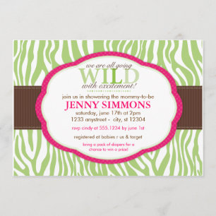 Classic Zebra Print Baby Shower Invitations