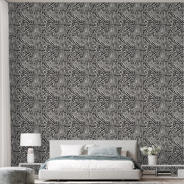 Classic Zebra Stripe Black and White Wallpaper (Bedroom)
