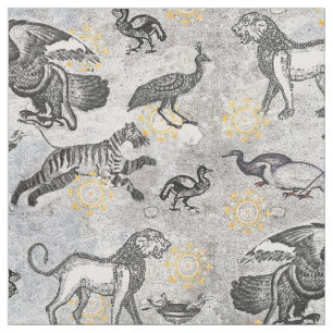 Classical Ancient Roman Animal Mosaic Fabric