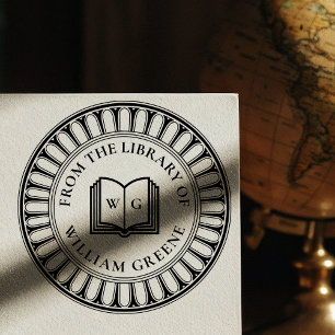 Classical Architecture Wooden Monogram Ex Libris Rubber Stamp