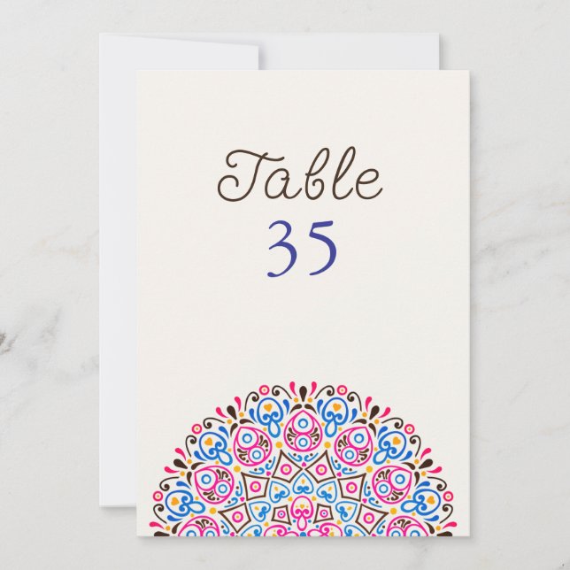 Classical Art Deco Mandala Wedding Table Number (Front)