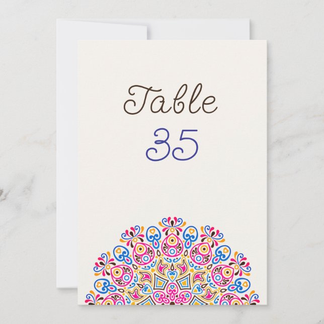 Classical Art Deco Mandala Wedding Table Number (Front)