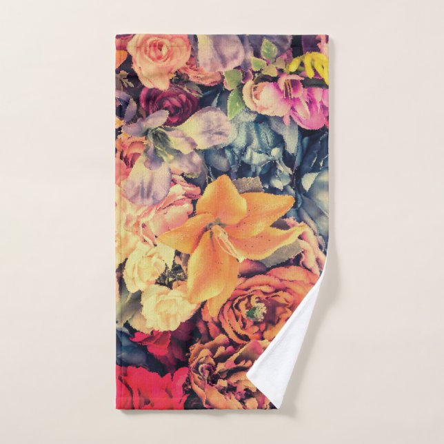 Classical autumn florals mosaic pattern  hand towel (Hand Towel)
