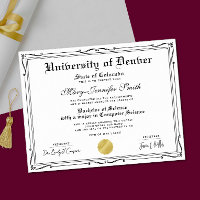 Classical Black White School Certificate Diploma